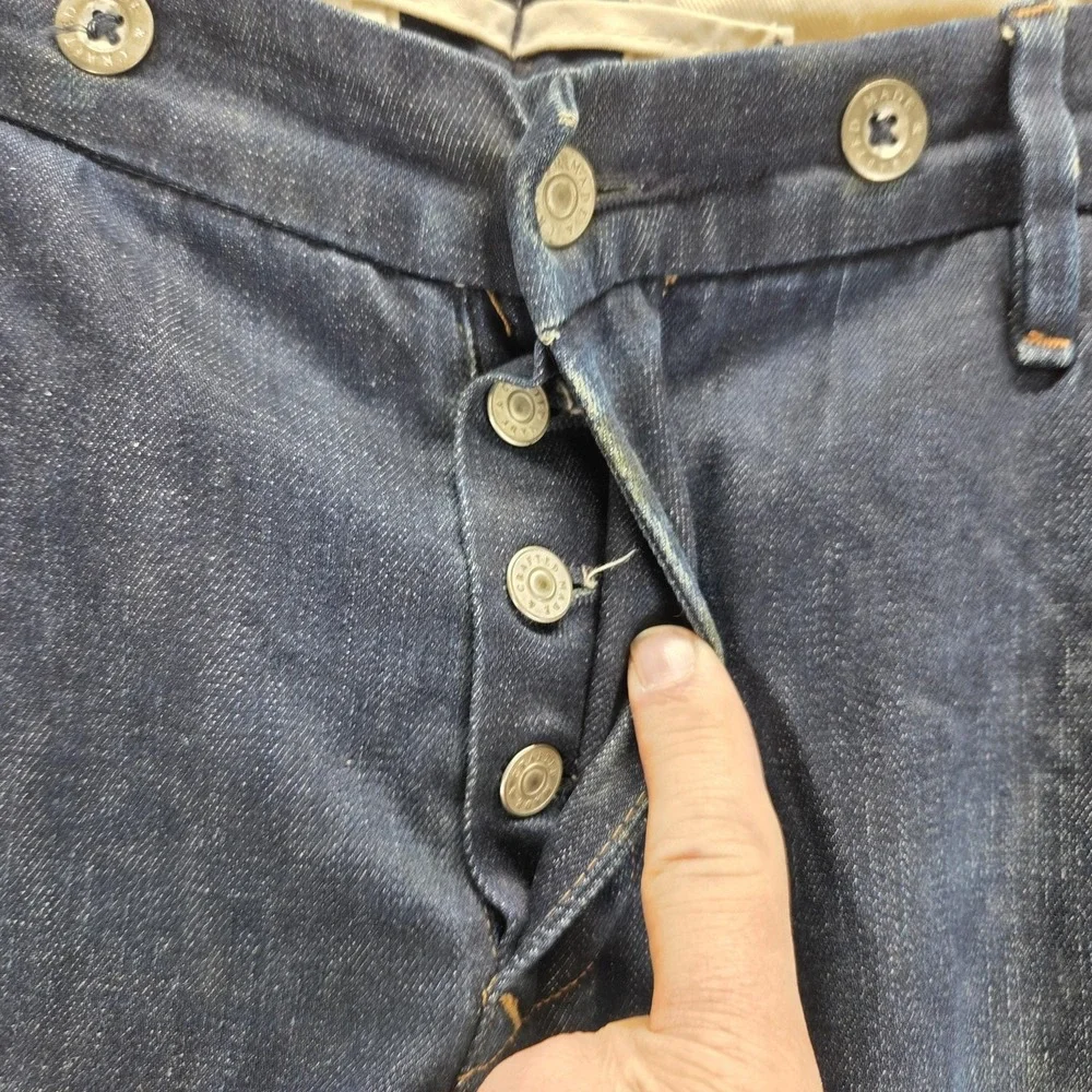 Levis Jeans Mens 30x34 Blue Selvedge Made & Crafted Buckle Back Biker Button Fly